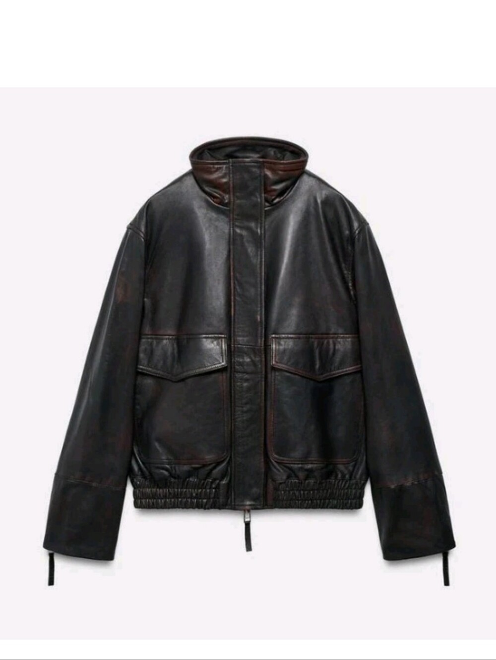 Zara 100%leather Bomber Jacket Large